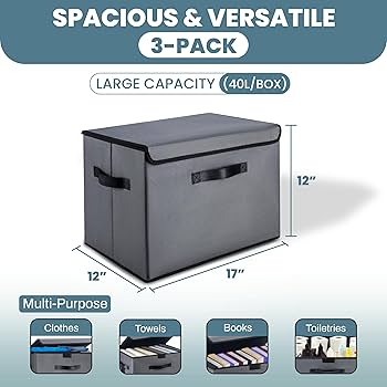 Amazon.com - Extra Large 40L 3-Pack Collapsible Storage Bins